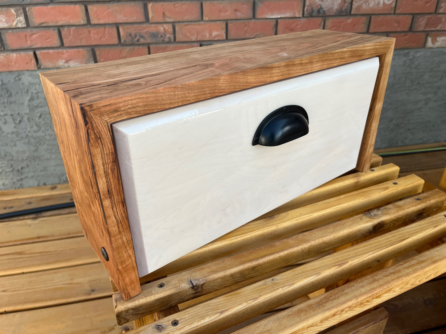 Wooden Mailbox (Whitewashed Maple Front)