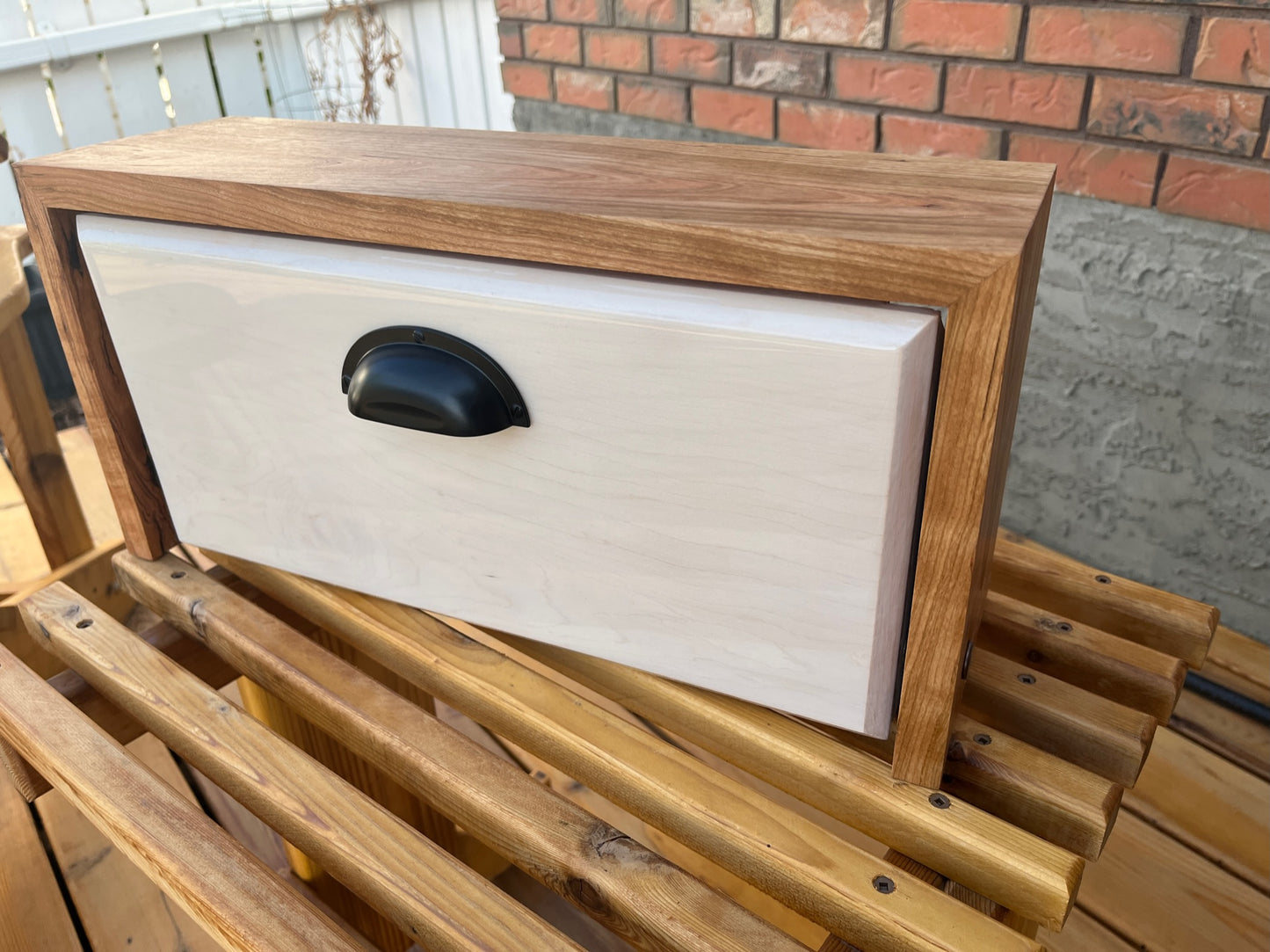 Wooden Mailbox (Whitewashed Maple Front)