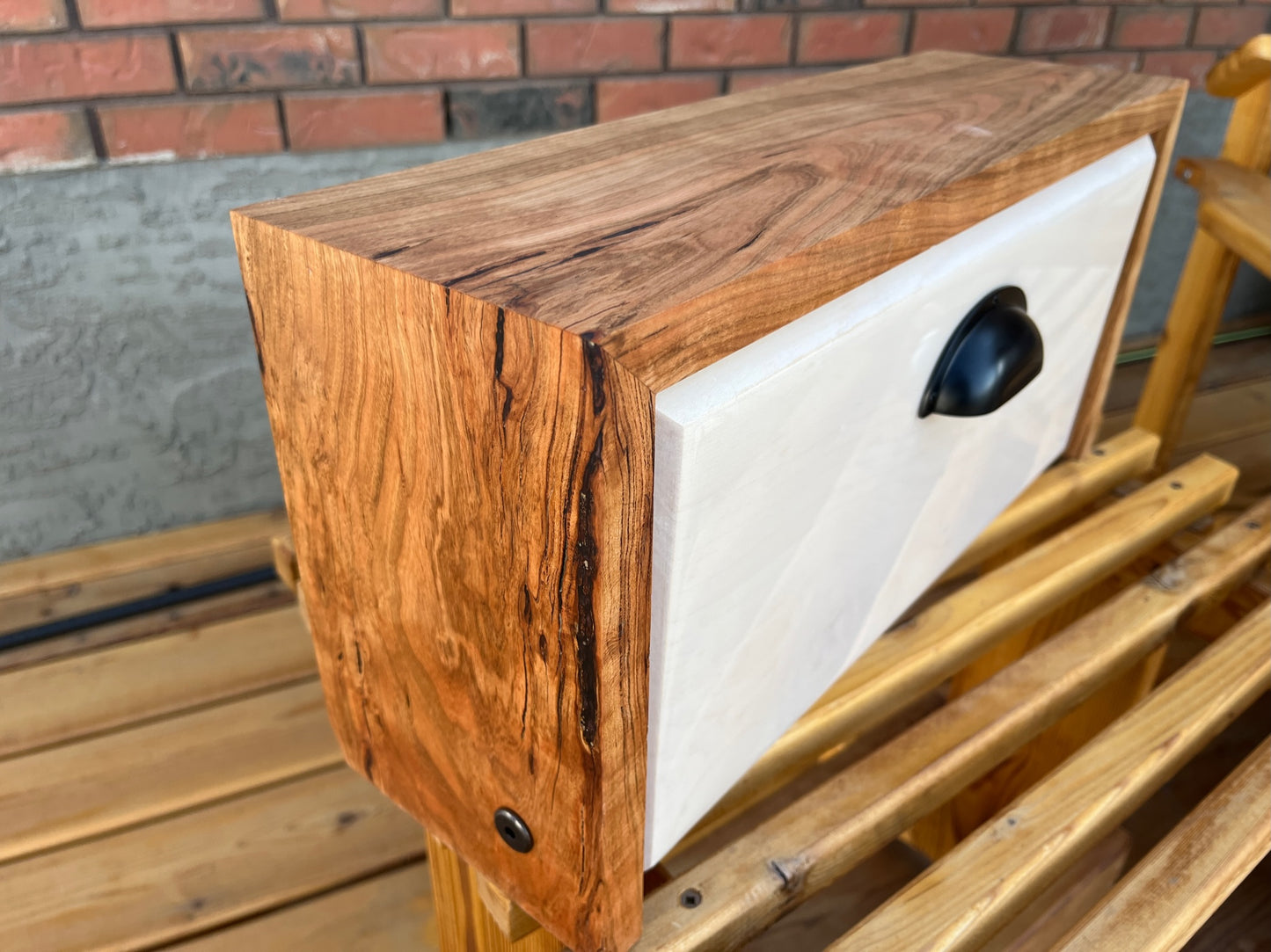 Wooden Mailbox (Whitewashed Maple Front)
