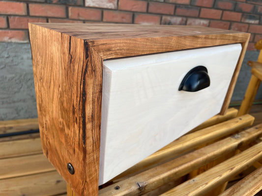 Wooden Mailbox (Whitewashed Maple Front)